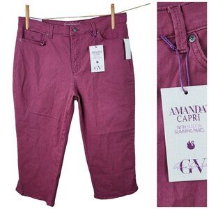 NEW Gloria Vanderbilt Amanda Capri Crop Pants Size 14 Denim Stetch Pink Slimming